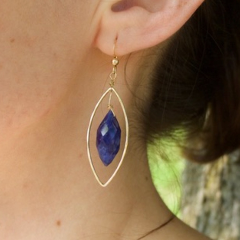 Gold Fill Sapphire Marquis Earrings